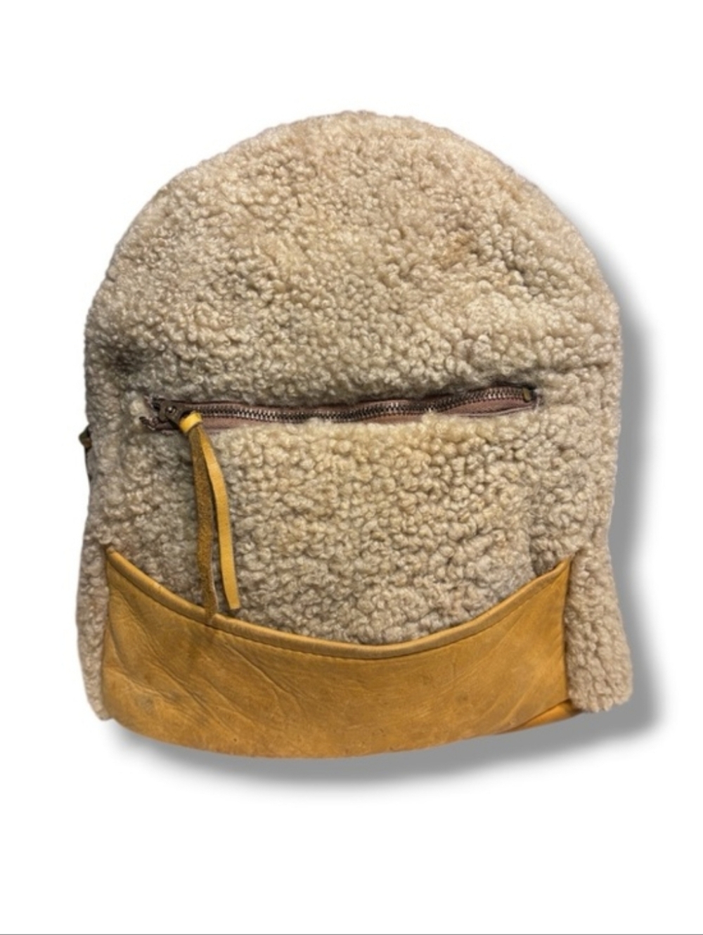 SUNDANCE SHEEPSKIN & LEATHER Shearling & Leather Backpack Handmade